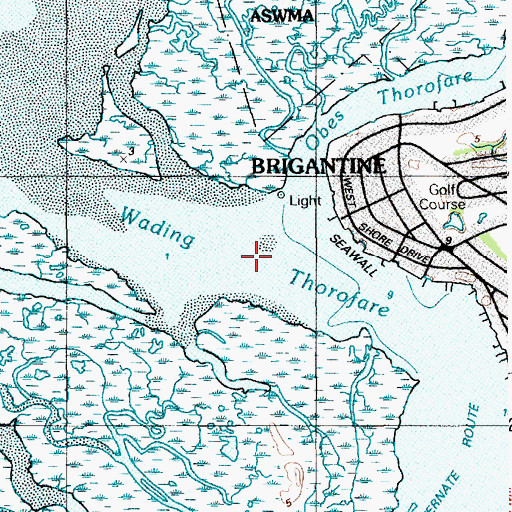 Topographic Map of Wading Thorofare, NJ