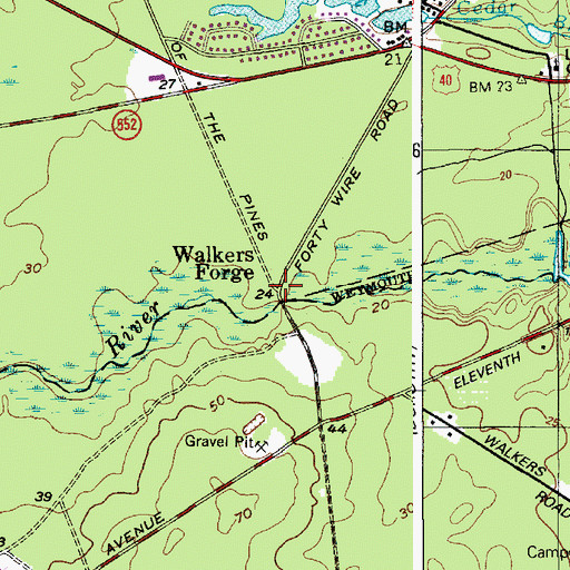 Topographic Map of Walkers Forge, NJ