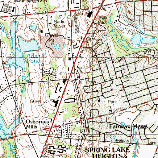 Topographic Map of Wall United Methodist Church, NJ
