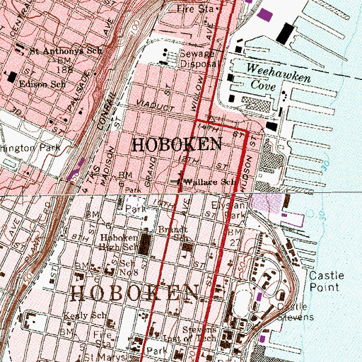 Topographic Map of Wallace Primary School, NJ