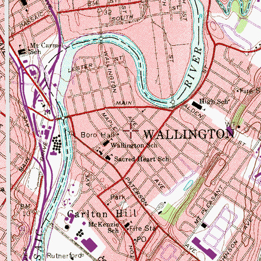 Topographic Map of Wallington, NJ