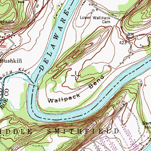 Topographic Map of Wallpack Bend, NJ