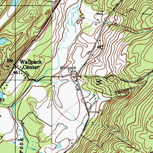 Topographic Map of Wallpack Cemetery, NJ