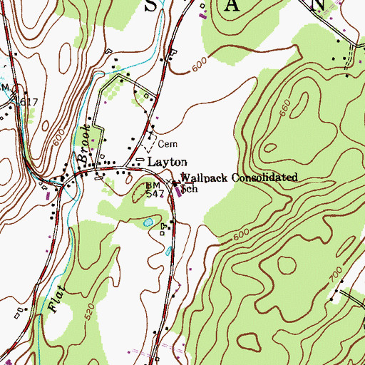 Topographic Map of Wallpack Consolidated School, NJ