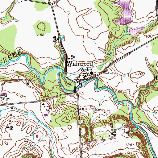 Topographic Map of Walnford, NJ