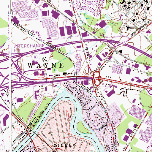 Topographic Map of Wanaque Aqueduct, NJ