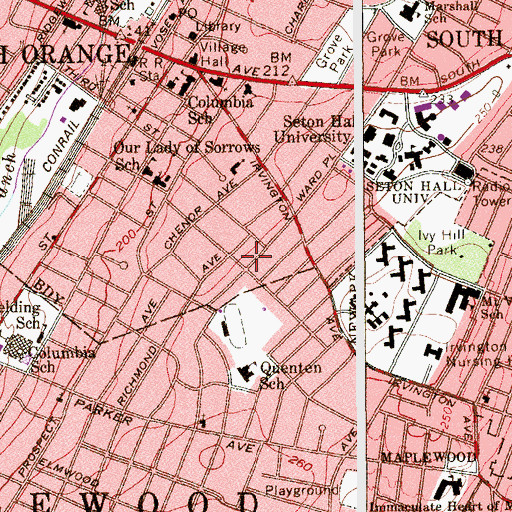 Topographic Map of Ward Homestead, NJ