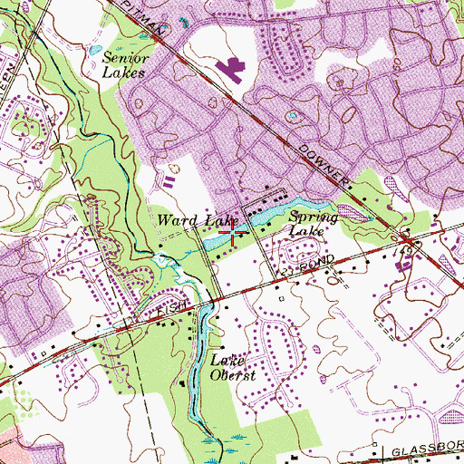 Topographic Map of Ward Lake, NJ