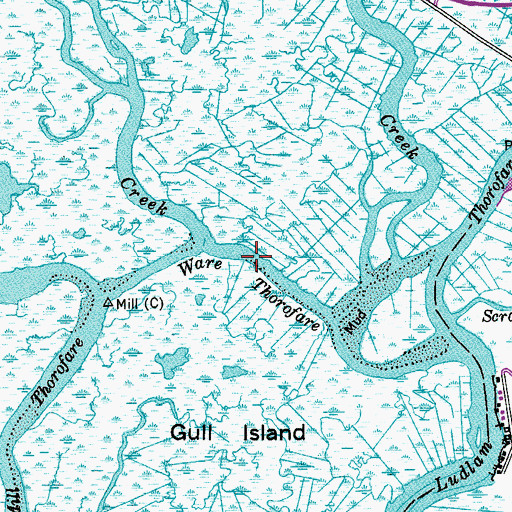 Topographic Map of Ware Thorofare, NJ