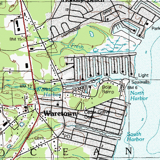 Topographic Map of Waretown Creek, NJ