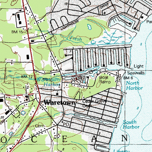Topographic Map of Waretown Harbor, NJ