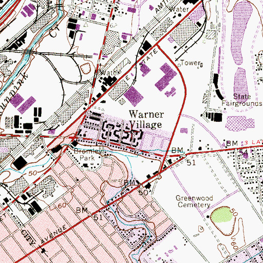 Topographic Map of Warner Village, NJ