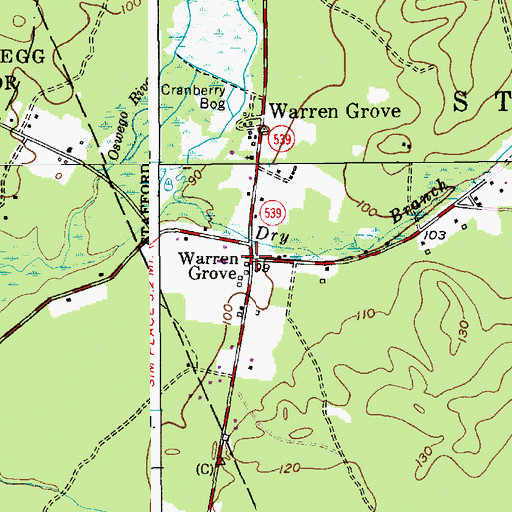 Topographic Map of Warren Grove, NJ