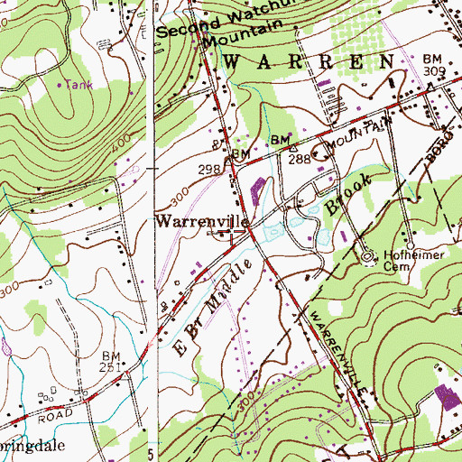 Topographic Map of Warrenville, NJ