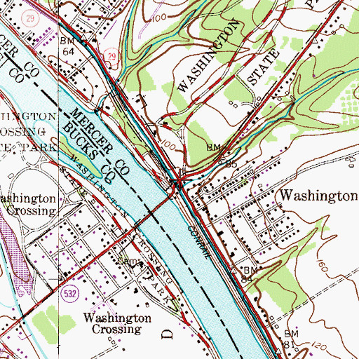 Topographic Map of Washington Crossing, NJ