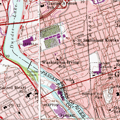 Topographic Map of Washington Irving Elementary School, NJ