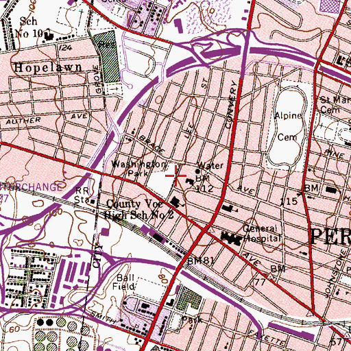 Topographic Map of Washington Park, NJ