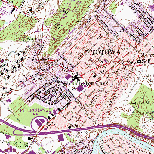 Topographic Map of Washington Park Elementary School, NJ