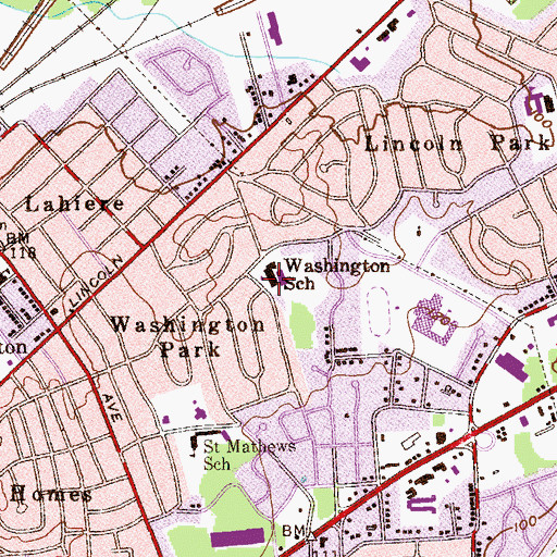 Topographic Map of Washington Elementary School, NJ