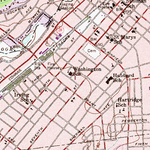 Topographic Map of Washington Community Elementary School, NJ