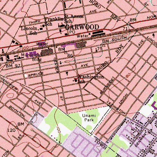 Topographic Map of Washington Elementary School, NJ