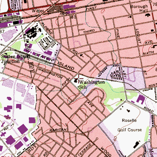 Topographic Map of Washington Elementary School, NJ