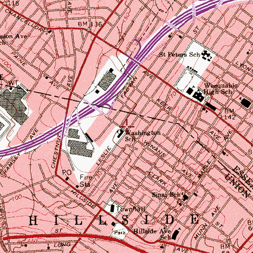 Topographic Map of George Washington Elementary School, NJ
