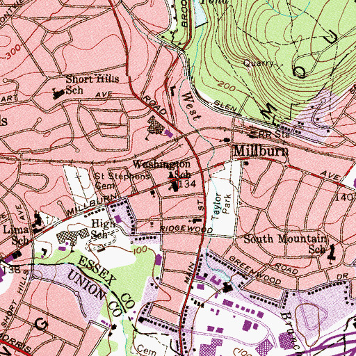 Topographic Map of Washington School, NJ