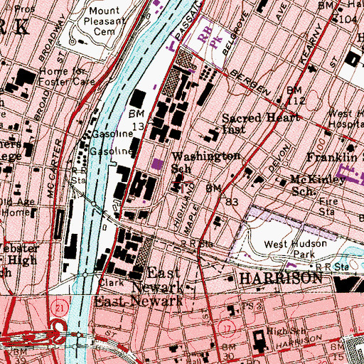 Topographic Map of Washington Elementary School, NJ
