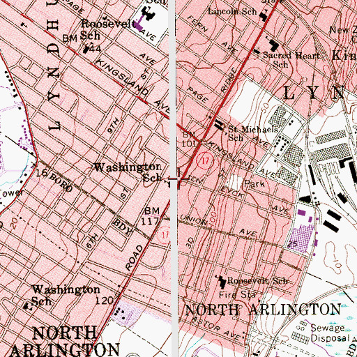 Topographic Map of Washington Elementary School, NJ