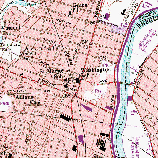 Topographic Map of Washington Elementary School, NJ