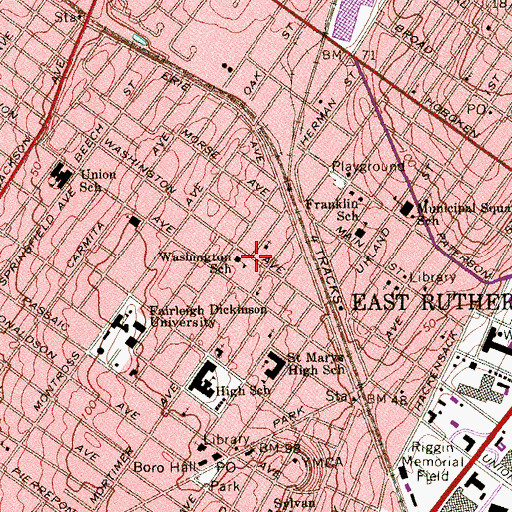 Topographic Map of Washington Elementary School, NJ