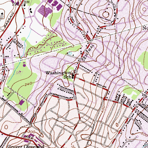 Topographic Map of Washington Elementary School, NJ