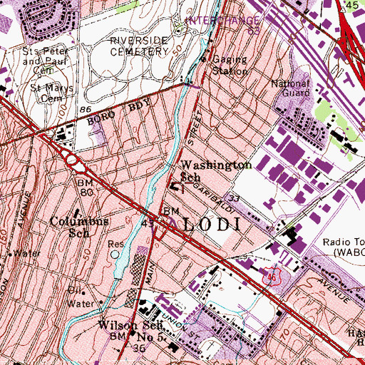 Topographic Map of Washington Elementary School, NJ