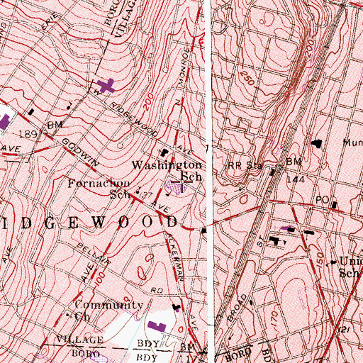 Topographic Map of George Washington Middle School, NJ