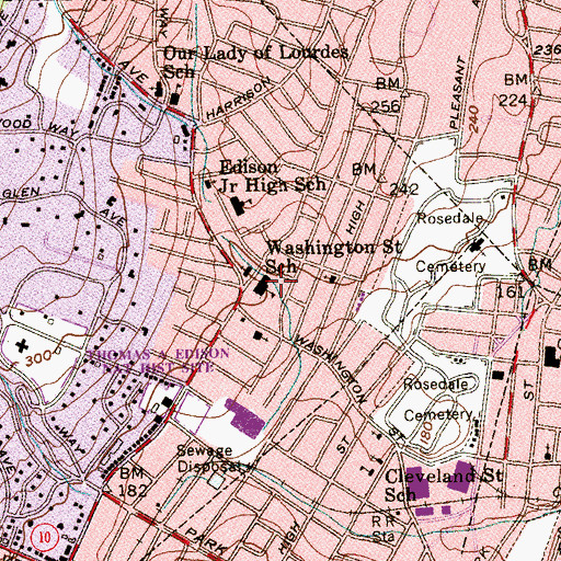 Topographic Map of Washington Street Elementary School, NJ