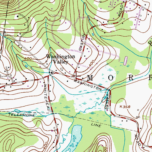 Topographic Map of Washington Valley, NJ