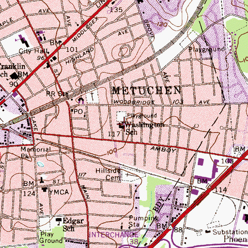 Topographic Map of Mildred B Moss Elementary School, NJ