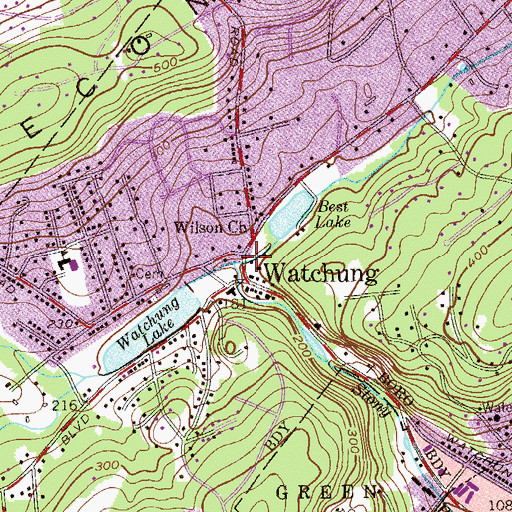 Topographic Map of Watchung, NJ