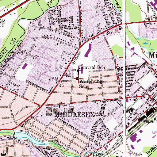 Topographic Map of Watchung Elementary School, NJ