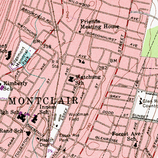 Topographic Map of Watchung Elementary School, NJ