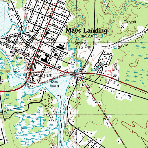Topographic Map of Watering Race Branch, NJ