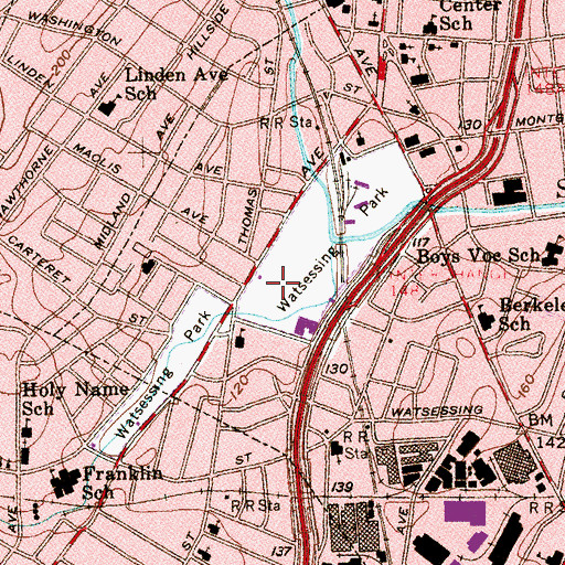 Topographic Map of Watsessing Park, NJ