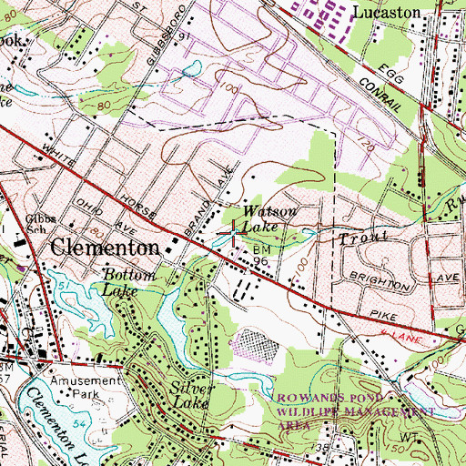 Topographic Map of Watson Lake, NJ