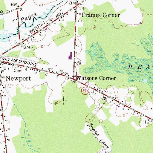 Topographic Map of Watsons Corner, NJ
