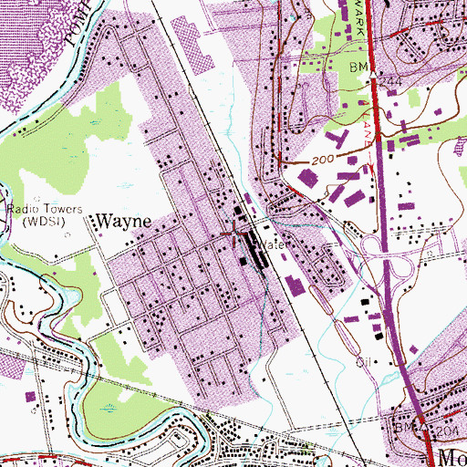 Topographic Map of Wayne, NJ