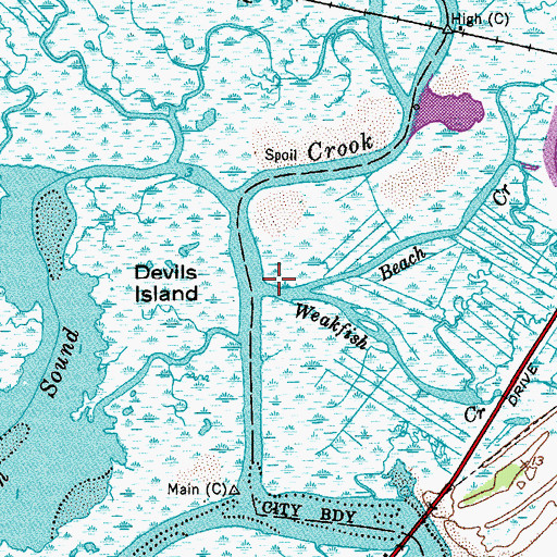 Topographic Map of Weakfish Creek, NJ