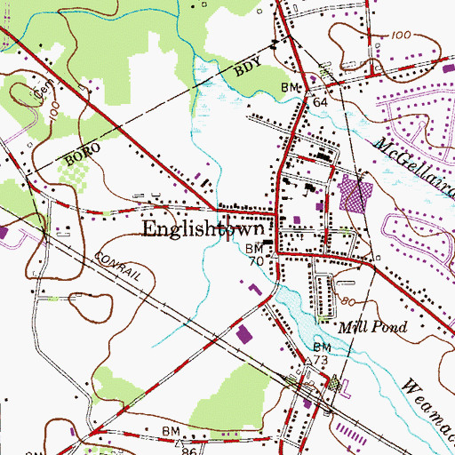 Topographic Map of Weamaconk Creek, NJ