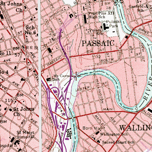 Topographic Map of Weasel Brook, NJ