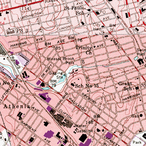 Topographic Map of Weasel Brook Park, NJ